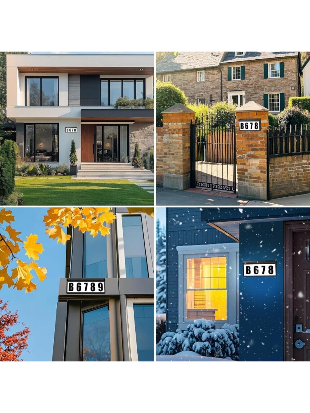 Solar-Powered LED House Numbers, Waterproof Dual Color Address Sign with - Picture 6 of 7